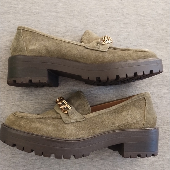 Sam Edelman Women's Taelor Chain Link Olive Suede Lug Sole Loafers Size 8M - Picture 11 of 16